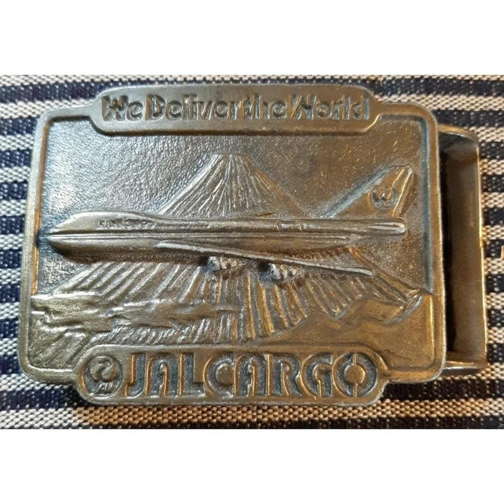 Jalcargo‎ Cargo Japan Airline Brass Vintage Belt Buckle 